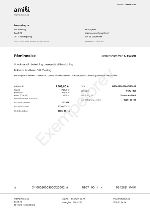 B2B Exempelpåminnelse