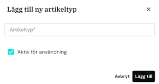 Lägg till artikeltyp