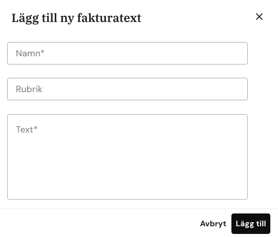 Lägg till fakturatexter