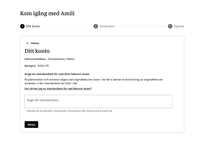 Onboarding faktura avser